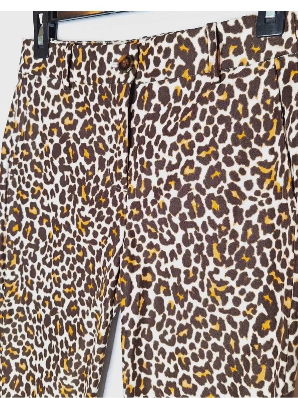 J. Crew Leopard Print Slim Crop Trousers in Brown